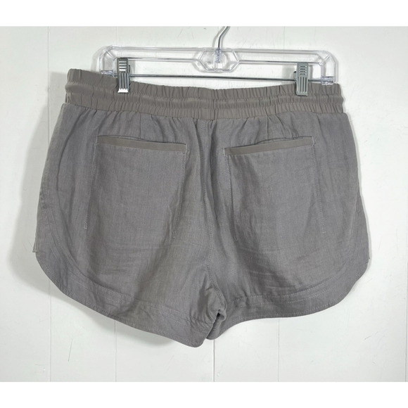 ATHLETA Bali 100% Linen Shorts Pockets Size 10 Gray Outdoor Hiking Beach Active - Picture 2 of 12